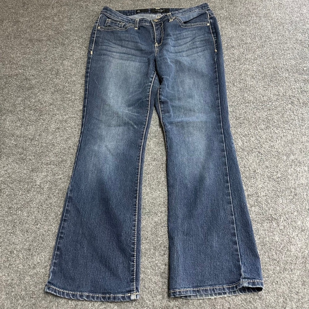 Nine West Jeans Womens Size 12 Blue Bootcut Embroidered Stretch Denim Mid Rise